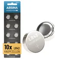 ABSINA 10x AG12 Batterien Knopfzellen - 1,5V Alkaline Knopfzelle LR43 Batterie
