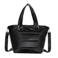 ITALYSHOP24 OBC XXL Damen Tasche Nylontasche Shopper Schultertasche Umhängetasche Beuteltasche Handtasche Weekender Reisetasche Shopping Bag Schwarz