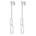 MATERIA Damen Ohrhänger lang hängend Silber 925 Ohrstecker geometrisch rhodiniert 10x69mm #SO-292