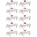 VEVOR 10 x Tischdecke Tischwäsche 1524x2591 mm, wiederverwendbarer Tischdeckenschutz, maschinenwaschbares Tischtuch aus Polyestergewebe für Partys Hochzeiten Bankette formelle Veranstaltungen, Weiß