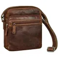 STILORD Schultertasche "Kony" Vintage Umhängetasche Herren Leder Robuste Kleine Messenger Bag braun