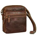 STILORD 'Kony' Vintage Umhängetasche Herren Leder - Robuste Männerhandtasche - Herrentasche zum Umhängen Schulter-Tasche Men - Crossbody Messenger Bag Klein aus Echtleder, Farbe:salerno - braun
