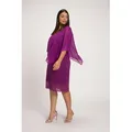 Ulla Popken Abendkleid Abendkleid Chiffon-Cape Jersey Spitzensaum 3/4-Arm lila 54/56