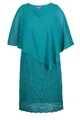 Ulla Popken Damen große Größen Übergrößen Plus Size Abendkleid, Chiffon-Cape, Jersey, Spitzensaum, 3/4-Arm Beere 54+ 800820830-54+