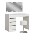 Vicco Schminktisch Thalia Weiß 100 cm mit LED Beleuchtung und Hocker