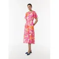 comma Midikleid Kleid Midi-Kleid mit All-over-Print rosa 36 EU