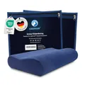 casimum Jersey Kissenbezug aus Baumwolle für Nackenstützkissen mit Reißverschluss - Abnehmbarer Schonbezug Kopfkissen 60x30 cm, blau, 2-Pack