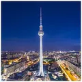 Wallario Möbelfolie Fernsehturm Berlin bei Nacht blau