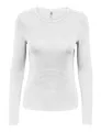 JdY Damen Langarmshirt Slim Fit Rundhals Elegantes Basic Oberteil, Farben:Weiß-3, Größe:XL