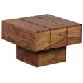 Wohnling Beistelltisch Massivholz Sheesham Wohnzimmertisch 44 x 44 x 30 cm Couchtisch Massiv Landhaus Cube quadratisch