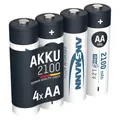 ANSMANN Akku AA 2100mAh Mignon NiMH 1,2V – 1000x wiederaufladbar (4 Stück) - Silber
