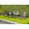 greemotion set Grenada 4 für Outdoor, Gartenmöbel Set mit Tisch, Klappsesseln, Stapelstühlen und Klapphockern aus Aluminium und Textilene, anthr...