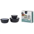 Mepal Frischhaltedose Set cirqula rund, 3-teilig, flach 106230041100 , Farbe: schwarz