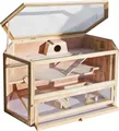 Wiltec XXL 3 Etagen Nagerkäfig, 6-eckig, 1150 x 600 x 580 mm, aus Holz, mit klappbarem Deckel & Sichtfenster, Kleintierhaus Mäusekäfig Hamsterkäfig