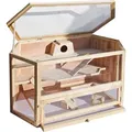 Wiltec XXL 3 Etagen Nagerkäfig, 6-eckig, 1150 x 600 x 580 mm, aus Holz, mit klappbarem Deckel & Sichtfenster, Kleintierhaus Mäusekäfig Hamsterk...