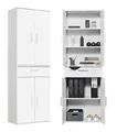 mokebo Mehrzweckschrank Büroschrank 'Der Praktische' (60x1800 cm) aus Holz, mit Schublade, Aktenschrank, auch als Schuhschrank, Flurschrank oder Aufbewahrungsschrank in Weiß