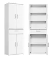 mokebo Mehrzweckschrank Der Praktische (60x180 cm, mit Schublade) mit Spiegeltüren, Schrank oder Garderobenschrank mit Spiegel in Weiß