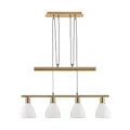 Lindby Hängelampe 4 flammig, höhenverstellbar Esstisch Pendelleuchte Glas Metall Messing matt Hängeleuchte Esszimmer Wohnzimmer Küche Bar Balkenpendelleuchte