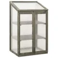 Gewächshaus 60x45x100 cm Tannenholz Anzuchtgewächshaus Treibhaus Grau