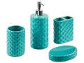 Badezimmer Set türkis 4-teilig aus Naturstein Dolomit Glamour glänzend Guatire