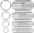 Towviy 120 Stück Binder Ringe, 15/20/25/32mm Buchringe Silber Loseblatt