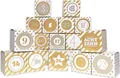 DIY Adventskalender Vorfreude zum Befüllen,Faltschachteln 12x gold Streifen,12x gold Sterne 7x7x7cm (gefaltet), XL Ziffern gold/Weihnachten,Aufkleber,Würfelbox,Faltverpackung,Schachteln