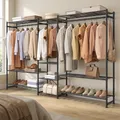 SONGMICS Kleiderständer, offener Kleiderschrank, Garderobenständer mit Ablagen, Metallrahmenm, für Schlafzimmer, Wohnzimmer, Eingangsbereich,schwarz
