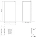 Duschabtrennung Walk-In Nano Echtglas EX101 - Milchglas-Muster Wave - Schwarz matt - Nano Graues Glas - 10 mm - Breite wählbar, Breite Walk-In:1100mm
