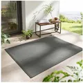 TaraCarpet Teppich Regina Teppich aus robustem Flachgewebe für In und Outdoor, rechteckig, Höhe: 7 mm, Küche Wohnzimmer Terrasse Garten Balkon uni anthrazit 140x200 grau rechteckig | 140 cm x 200 cm x 7 mm