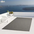 Taracarpet Outdoor Teppich Wetterfest Wohnzimmer Balkon Küchenteppich Flachgewebe Sisaloptik Einfarbig Uni anthrazit dunkelgrau 140x200 cm