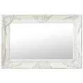 vidaXL Wandspiegel 320328, barock, rechteckig, weiß, Rahmen aus Holz, 60 x 40cm
