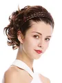 WIG ME UP - 90605-2T30 Halbperücke Haarteil edel geflochtener Haarreif schulterlang Kastanie Braun Mix gesträhnt wild gewellt