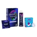 Durex Ausdauer Vorteilsset "All Day All Night" mit 3 Artikeln - Durex Perfoma Kondome 12 Stück, Durex Perfect Glide Gleitgel 50ml, Durex Pleasure Ring