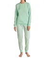 CALIDA Flower Nights Bündchen-Pyjama Damen, weich, pflegeleicht, elastischer Hosenbund, softe Bündchen an den Abschlüssen