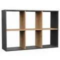 Selsey Standregal, Eiche, Schwarz, Holzwerkstoff, 6 Fächer, Rechteckig, 110x75x30 cm, Wohnzimmer, Regale, Bücherregale