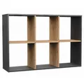 Selsey Malax Wandregal, 6 Fächer, 75x110x30 cm, laminiertes Holz, Farbe: Craftsman Oak/Anthrazit, modular hoch/niedrig, modern/klassisch, für Wohnzimmer/Büro, einfache Selbstmontage