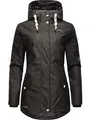 Navahoo Damen Übergangsjacke Regenmantel wasserdicht lang warm gefüttert mit Kapuze Oceans Heart Black Gr. S