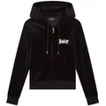 Kapuzennickijacke JUICY COUTURE "ROBERTSON CAVIAR HOODIE _ Damen", Damen, Gr. L, schwarz, 95% POLYESTER, 5% ELASTAN, slim fit, Langarm, Jacken, Trainingsjacke Damen, Sweatjacke mit Kapuze, Velour, mit Glitzer, Sale