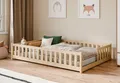 Kids Collective Kinderbett Bodenbett mit Rausfallschutz & Lattenrost Montessori Betten Kinder (Verfügbare Größen: 80 x 160, 80 x 180, 90 x 190, 90 x 200, 120 x 200, 140 x 200 cm), Jugendbett Einzelbett Kiefer Natur 140x200 cm