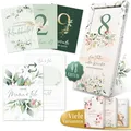EULENTALER® Monatskarten Baby 1-12 Monate I Von Pädagogen gestaltet I Meilensteinkarten "Mein erstes Jahr" Set als Geschenk zur Geburt & Babyparty I 48 Karten Inkl. Geschenkbox für Jungen & Mädchen
