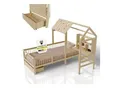 Juskys Kinderbett Yari - Integrierter Schreibtisch, Schublade, Pflegeleicht, 150 kg belastbar - natur