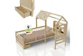 Juskys Kinderbett Yari, 90x200 cm, Hausoptik, Schreibtisch, 3 - 10 Jahre, Holz