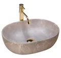 wohnwerk.idee Aufsatzwaschbecken Waschbecken oval Steinoptik Keramik Design Badwaschbecken modern