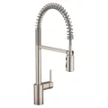 Moen 5923SRS Einhand-Küchenarmatur mit Vorspülfeder, ausziehbarer Küchenarmatur mit Power-Boost, fleckenresistent, Edelstahl, Standard