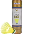 VICTOR Badminton-Bälle Nylon Shuttle 2000 Gold, Spielball, langsam, gelb, 6 Stück