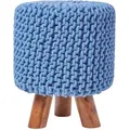 STRICK-HOCKER blau, Dreibein 32/32/42 cm
