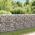 Gabionenwand mit Abdeckung Gabionenkorb Steinkorb Verzinkter Stahl vidaXL