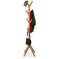 Relaxdays Garderobenständer, Hellbraun, Holz, 53x181.5x53 cm, Garderobe, Garderobenständer