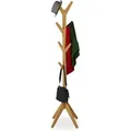 Relaxdays - Garderobenständer Bambus, Jackenständer Mit 8 Haken, Hbt 181,5 X 53 X 53 Cm, Standgarderobe In Baumform, Natur
