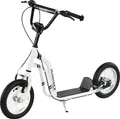 HOMCOM Kinderroller ab 5 Jahre Scooter Kinderscooter Tretroller Cityroller Kinder Roller Kickboard mit Luftreifen 12 Zoll Gummi Aluminium Weiß 120 x 58 x 85-95 cm